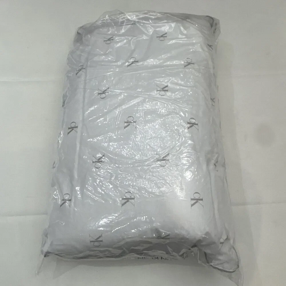 Calvin Klein Monogram Logo Pillow Med Density White/Dove Std/Queen NEW SET OF 3!